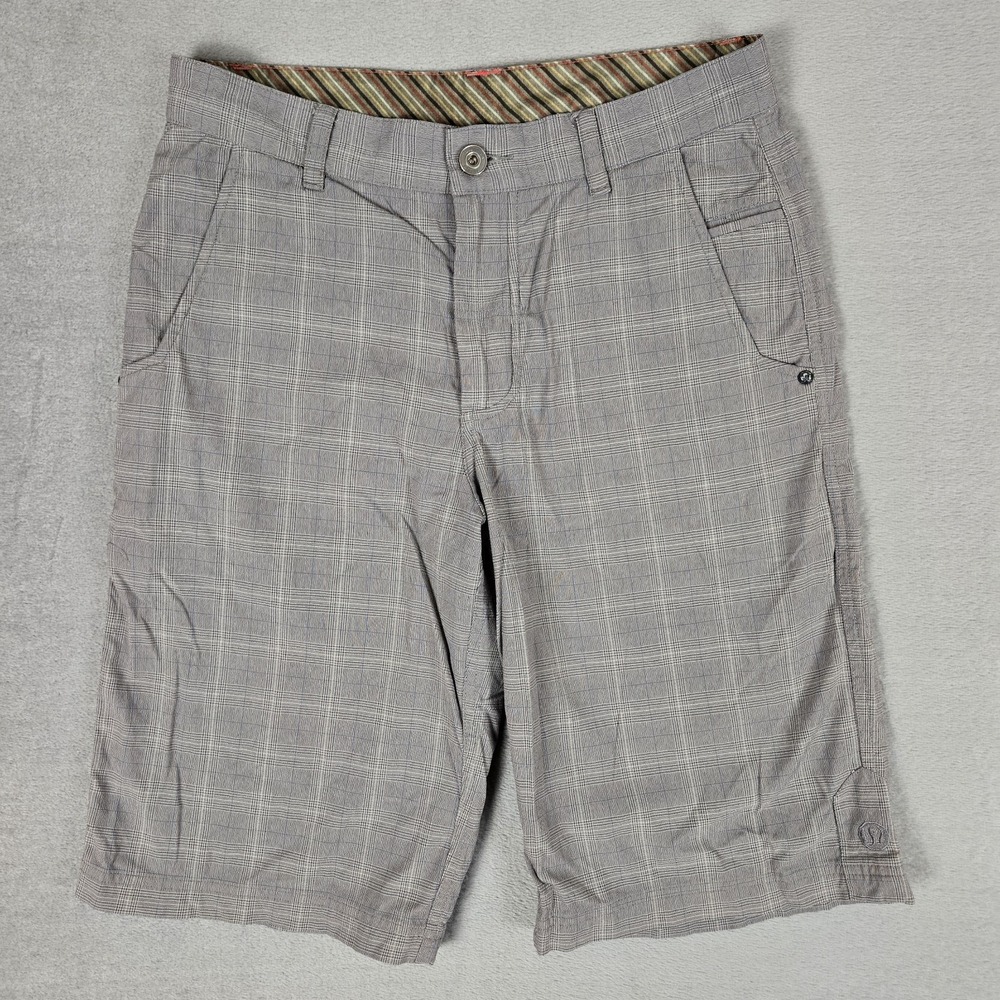 Lululemon Commission Shorts Mens 32 Gray Plaid Chino Golf‎ Casual Stretch Preppy